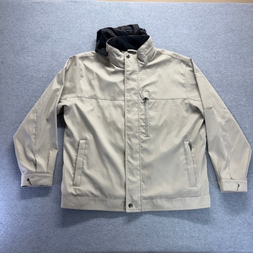 Michael Kors Mens XL Tan Beige Windbreaker Jacket Packable Hood Full Zip